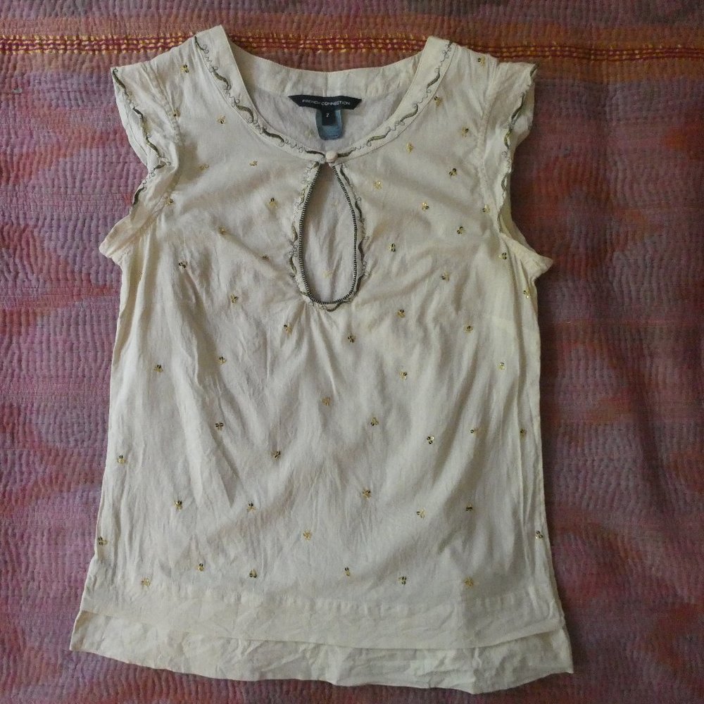 French Connection cotton top w/ sequin details